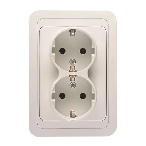 Розетка 2-м СП Mimoza 16А IP20 с заземл. бел./бел. Makel 12082